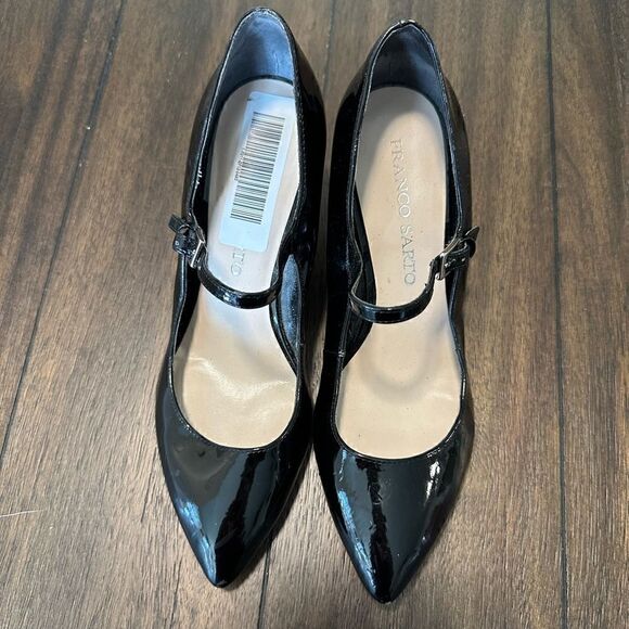 Franco Sarto Shoes - Franco Sarto Patsy black Faux Patent Leather Mary Jane Wedges size 7